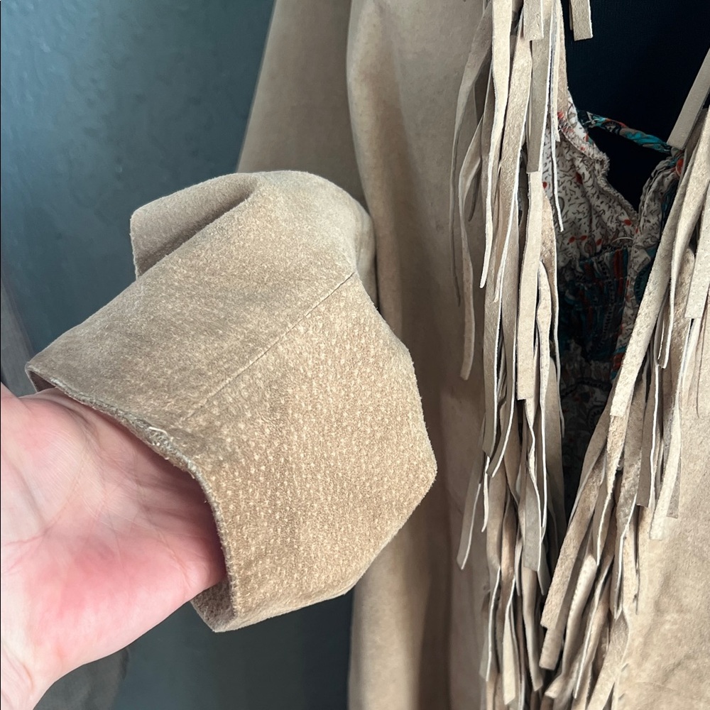 Dialogue Beige Fringe Suede Blazer - Picture 4 of 8